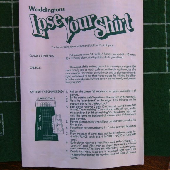 Lose Your Shirt vintage Waddingtons Games 1976 horse racing board game family - Picture 9 of 16